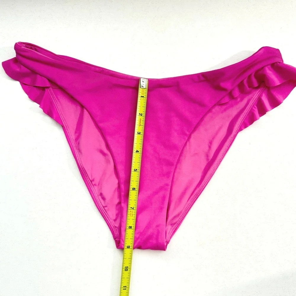 Carve Designs Pink Ruffle Bikini Bottoms Low Rise Swim‎ Small Fuchsia Magenta